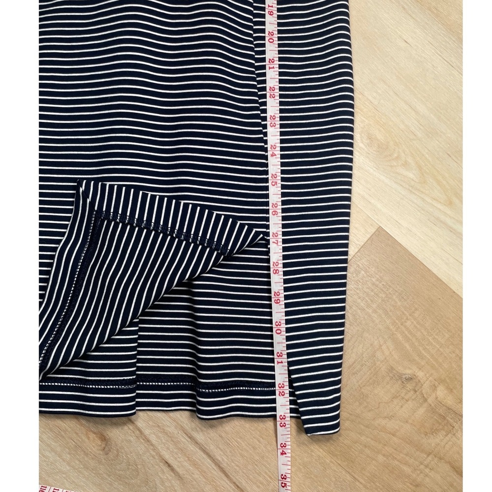 Banana Republic Navy White Striped Sheath Dress Sleeveless Halter Slit Size 0 - Picture 7 of 8